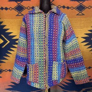 Vintage Spirit Of The Andes Wool Blend Zip Up Sweater Coat. M/L. Pockets!